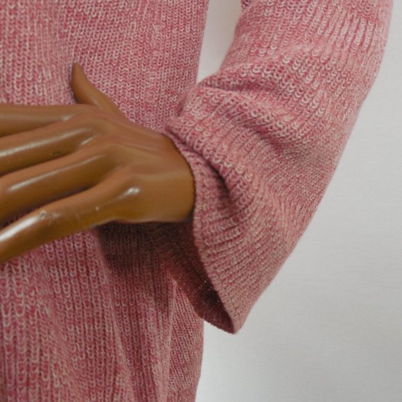 ANA Sweater L Casual Hi/Low Hem Red Heather X-Neck Oversized Fit Long Sleeves - Picture 4 of 13